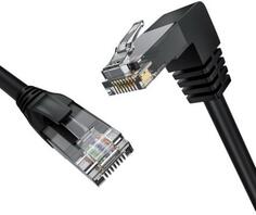 GCR Патч-корд прямой 1.5m UTP кат.5e, черный, нижний угол, литой, ethernet high speed, RJ45, T568B Green Connection