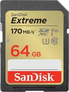 Флеш карта SDXC 64GB SanDisk Extreme UHS-I Class 3 (U3) V30 170 MB/s &lt;SDSDXV2-064G-GNCIN&gt;