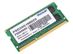 Оперативная память для ноутбука 4Gb (1x4Gb) PC3-12800 1600MHz DDR3 SO-DIMM CL11 Patriot Signature Line PSD34G16002S Патриот
