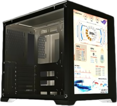 Корпус Lamptron Single-Side Display PC Case (Front Display Panel, Black) с ЖК экраном в лицевой панели, черный