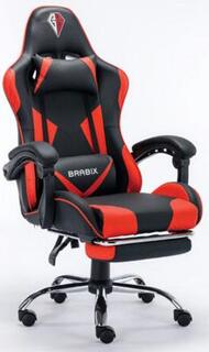 Кресло компьютерное BRABIX Dexter GM-135, подножка, две подушки, экокожа, черное/красное, 532799