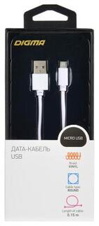 Кабель microUSB 0.15м Digma 1084551 круглый белый