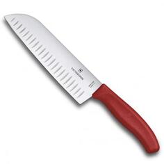 Нож кухонный Victorinox Swiss Classic (6.8521.17B) стальной сантоку лезв.170мм прямая заточка красный блистер