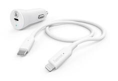 Автомобильное зарядное устройство HAMA H-183297 8-pin Lightning 3 А белый
