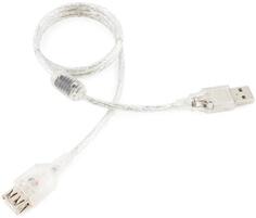 Cablexpert Кабель удлинитель USB2.0 Pro, AM/AF, 2м, экран, 2 феррит.кольца, прозрачный (CCF-USB2-AMAF-TR-2M)