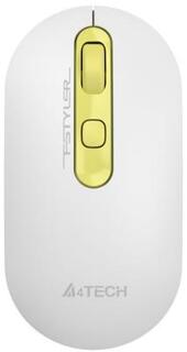 Мышь A4Tech Fstyler FG20 Daisy белый/желтый оптическая (2000dpi) беспроводная USB (4but)