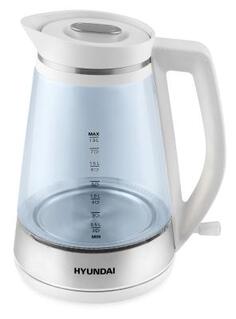 Чайник электрический Hyundai HYK-G3037 3000 Вт белый прозрачный 1.9 л пластик/стекло