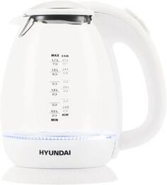Чайник электрический Hyundai HYK-G3805, 2200Вт, белый и прозрачный