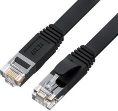 GCR Патч-корд PROF плоский прямой 10.0m, UTP медь кат.6, черный, 30 AWG, ethernet high speed 10 Гбит/с, RJ45, T568B, GCR-52853 Green Connection
