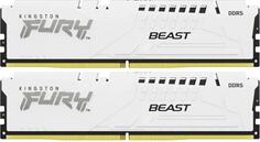 Оперативная память для компьютера 64Gb (2x32Gb) PC5-44800 5600MHz DDR5 DIMM CL36 Kingston Fury Beast White KF556C36BWEK2-64