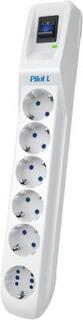 Сетевой фильтр Pilot L GP 6 розеток (5 евро + 1GP) 5 м/ Surge protector Pilot L GP 6 sockets (5 Euro + 1GP) 5 m white Zis
