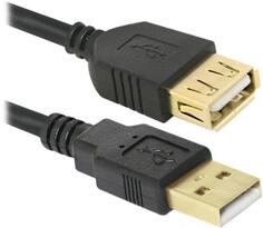 Кабель удлинительный Defender 87429 USB 2.0 AM-AF 1.8м с ферритовыми кольцами позололоченные контакты
