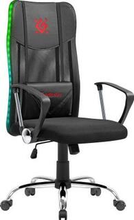 Игровое кресло DEFENDER TOTEM чёрное (экокожа, сетка, RGB подсветка, USB)