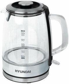 Чайник электрический Hyundai HYK-G2403 1.5л. 2200Вт черный/серебристый (корпус: стекло)