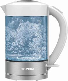 Чайник электрический Hyundai HYK-G9990 1.6л. 2000Вт белый/серебристый корпус: стекло