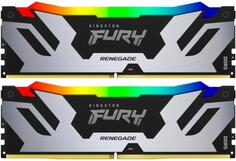 Оперативная память для компьютера 32Gb (2x16Gb) PC5-60800 7600MHz DDR5 DIMM Unbuffered CL38 Kingston Fury Renegade Silver RGB KF576C38RSAK2-32