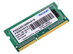 Оперативная память для ноутбука 4Gb (1x4Gb) PC3-12800 1600MHz DDR3 SO-DIMM CL11 Patriot Signature PSD34G1600L81S Патриот