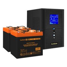 Комплект ИБП EX295988RUS + батарея 55Aч EX285652RUS 2шт (инвертор, синус, для котла) ExeGate SineTower SZ-1500.LCD.AVR.2SH.1C13.USB &lt;1500VA/1200W,