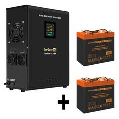Комплект ИБП EX295998RUS + батарея 55Aч EX285652RUS 2шт (инвертор, синус, для котла, настенный) ExeGate FineSine SX-1500.LCD.AVR.2SH &lt;1500VA/1050W,