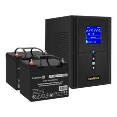 Комплект ИБП EX295987RUS + батарея 33Aч EX282974RUS 2шт (инвертор, синус, для котла) ExeGate SineTower SZ-1000.LCD.AVR.2SH.1C13.USB &lt;1000VA/800W, ч