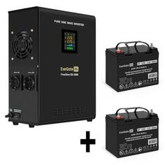 Комплект ИБП EX296002RUS + батарея 33Aч EX282974RUS 2шт (инвертор, синус, для котла, настенный) ExeGate FineSine SX-2500.LCD.AVR.2SH &lt;2500VA/1800W,