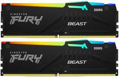 Оперативная память для компьютера 16Gb (2x8Gb) PC5-41600 5200MHz DDR5 DIMM CL40 Kingston Fury Beast RGB KF552C40BBAK2-16