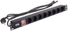 ITK PH12-8D1 PDU 8 розеток нем. ст, с LED выкл,1U, шнур 2м вилка нем. ст PH12-8D1