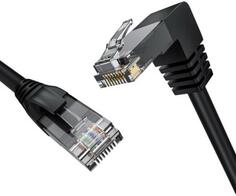 GCR Патч-корд прямой 2.0m UTP кат.5e, черный, нижний угол, литой, ethernet high speed, RJ45, T568B, GCR-53196 Green Connection