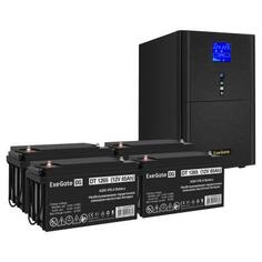 Комплект ИБП EX295991RUS + батарея 65Aч EX282980RUS 4шт (инвертор, синус, для котла) ExeGate SineTower SZ-5000.LCD.AVR.2SH.1C13.T.RJ.USB &lt;5000VA/40