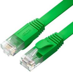 GCR Патч-корд PROF плоский прямой 1.0m, UTP медь кат.6, зеленый, 30 AWG, ethernet high speed 10 Гбит/с, RJ45, T568B, GCR-52836 Green Connection