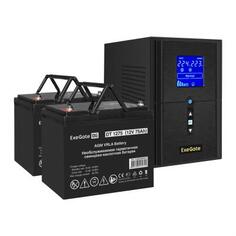 Комплект ИБП EX295988RUS + батарея 75Aч EX282983RUS 2шт (инвертор, синус, для котла) ExeGate SineTower SZ-1500.LCD.AVR.2SH.1C13.USB &lt;1500VA/1200W,