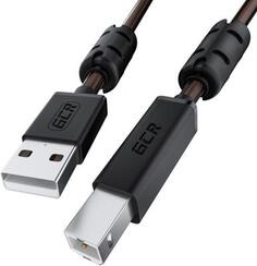 GCR Кабель PROF 2.0m USB 2.0, AM/BM, черно-прозрачный, ферритовые кольца, 28/24 AWG, экран, армированный, морозостойкий, GCR-50603 Greenconnect