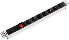 Блок розеток Rem-16 с выкл., 7 Schuko, вход IEC 60320 C20, 16 A, алюм., 19 ЦМО