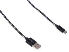 Кабель microUSB 1м BURO Braided круглый черный BHP RET MICUSB-BR