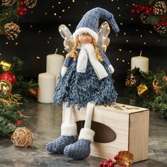 Фигурка декоративная текстиль, Феечка, 16х11х55 см, с подсветкой, синяя, F010031