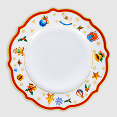Тарелка обеденная White Rabbit Christmas красная 27,5 см