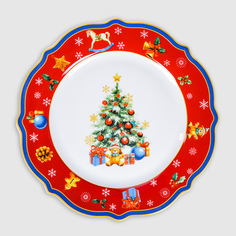 Тарелка десертная White Rabbit Christmas красная 21,2 см
