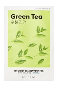 Успокаивающая маска для сухой кожи лица с экстрактом зеленого чая Missha Airy Fit Sheet Mask Green Tea
