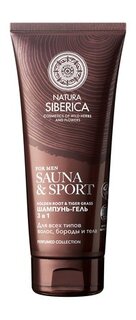 Шампунь-гель для волос, бороды и тела 3-в-1 с центеллой азиатской Natura Siberica Sauna & Sport For Men Golden Root & Tiger Grass