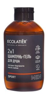 Шампунь-гель для душа с экстрактом бергамота Ecolatier Men Sport 2-в-1