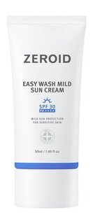 Легкий солнцезащитный крем для сухой и чувствительной кожи Zeroid Easy Wash Mild Sun Cream SPF30 PA++++