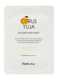 Освежающая тканевая маска для лица с экстрактом юдзу FarmStay Citrus Yuja Vitalizing Mask Sheet