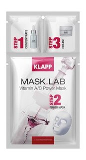 Тканевая маска для тусклой кожи лица с витаминами А и С и ретинолом Klapp Mask.Lab Vitamin A/C Power Mask