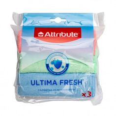 Салфетки универсальные из микрофибры набор салфеток ATTRIBUTE Ultima Fresh 3шт 30х30см микрофибра цвет в асс-те