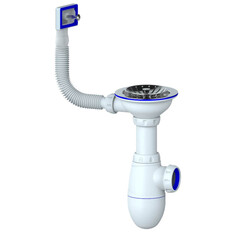 Сифоны сифон для мойки UNICORN 3.1/2"х40 прямоугольный перелив нерж. чашка 115мм