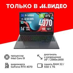 Ноутбук игровой Thunderobot Gravity 16 Max/16"/Core i9-14900HX/32/1TB/RTX 4070/Win/Grey Metallic Gravity 16 Max/16"/Core i9-14900HX/32/1TB/RTX 4070/Win/Grey Metallic