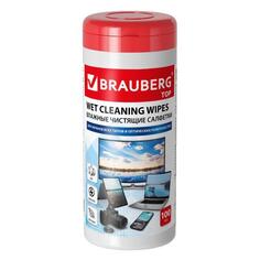 Салфетки для компьютеной техники Brauberg 100 шт. для экранов и оптики 100 шт. для экранов и оптики