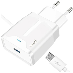 Сетевое зарядное устройство USB Pero TC04 1USB 2.1A+MICRO-USB CABLE белый(ТС04W2AMU) TC04 1USB 2.1A+MICRO-USB CABLE белый(ТС04W2AMU)