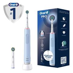 Электрическая зубная щетка Oral-B Pro 3 голубая + 1 дополнительная насадка Pro 3 голубая + 1 дополнительная насадка