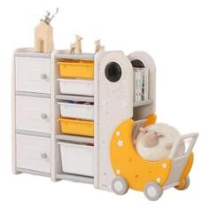 Стеллаж для игрушек UNIX Kids Moon 8 (3 полки + 5 ящиков) Yellow Moon 8 (3 полки + 5 ящиков) Yellow